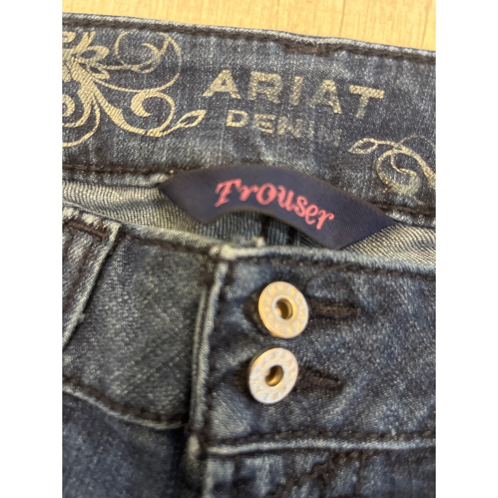 Ariat Denim Trouser Jeans Womens 29S Dark Wash Wide Leg Stretch Western‎ Blue